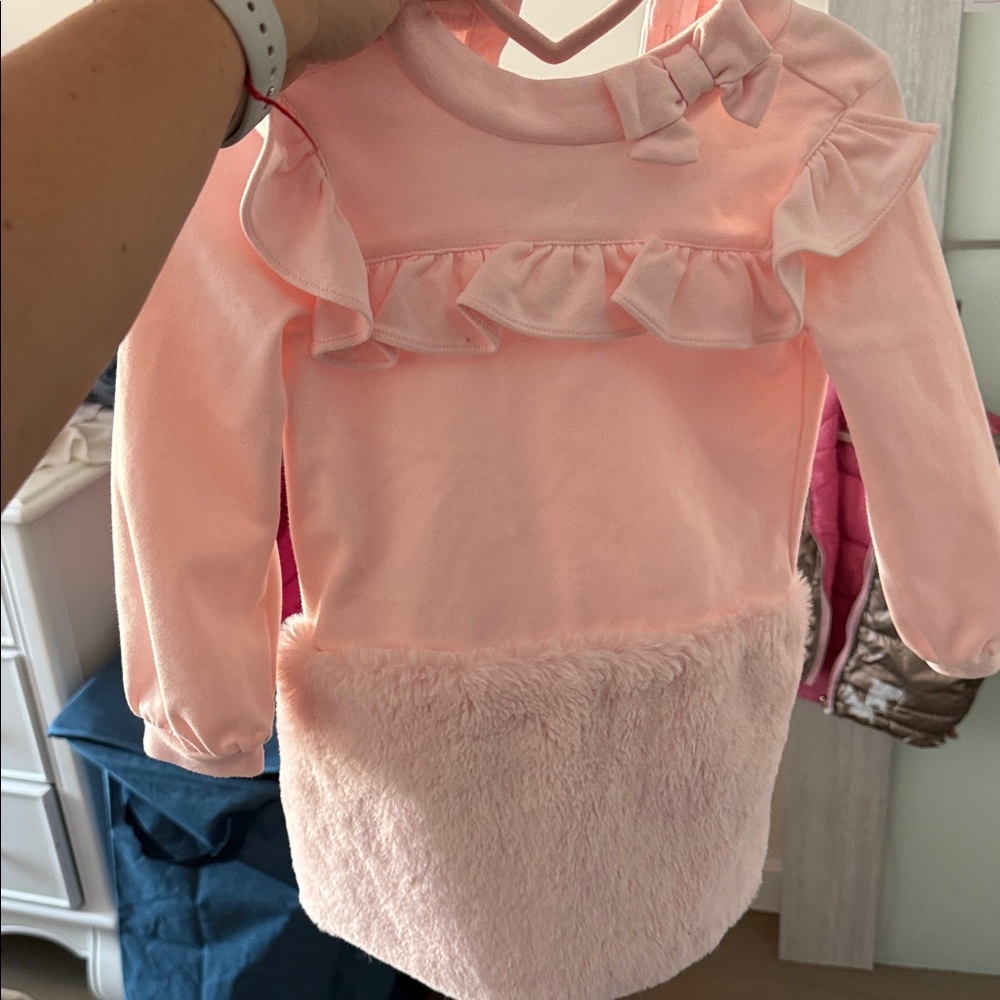 Janie and Jack Pink Ruffle & Faux-Fur Dress